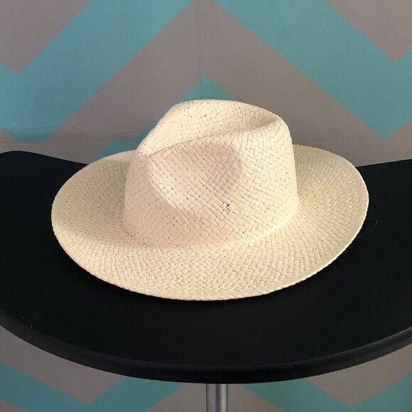 Madewell Natural Straw Fedora Hat M/L Summer Beach Travel Sun Hat - Picture 2 of 5